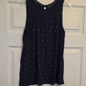 Navy Blue Sleeveless Top Max Jeans Size Medium Coastal Anchors